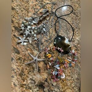 Silver Starfish and Multicolor Shell Bulk Necklaces